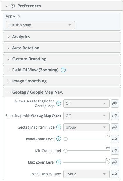 Snap Properties Menu