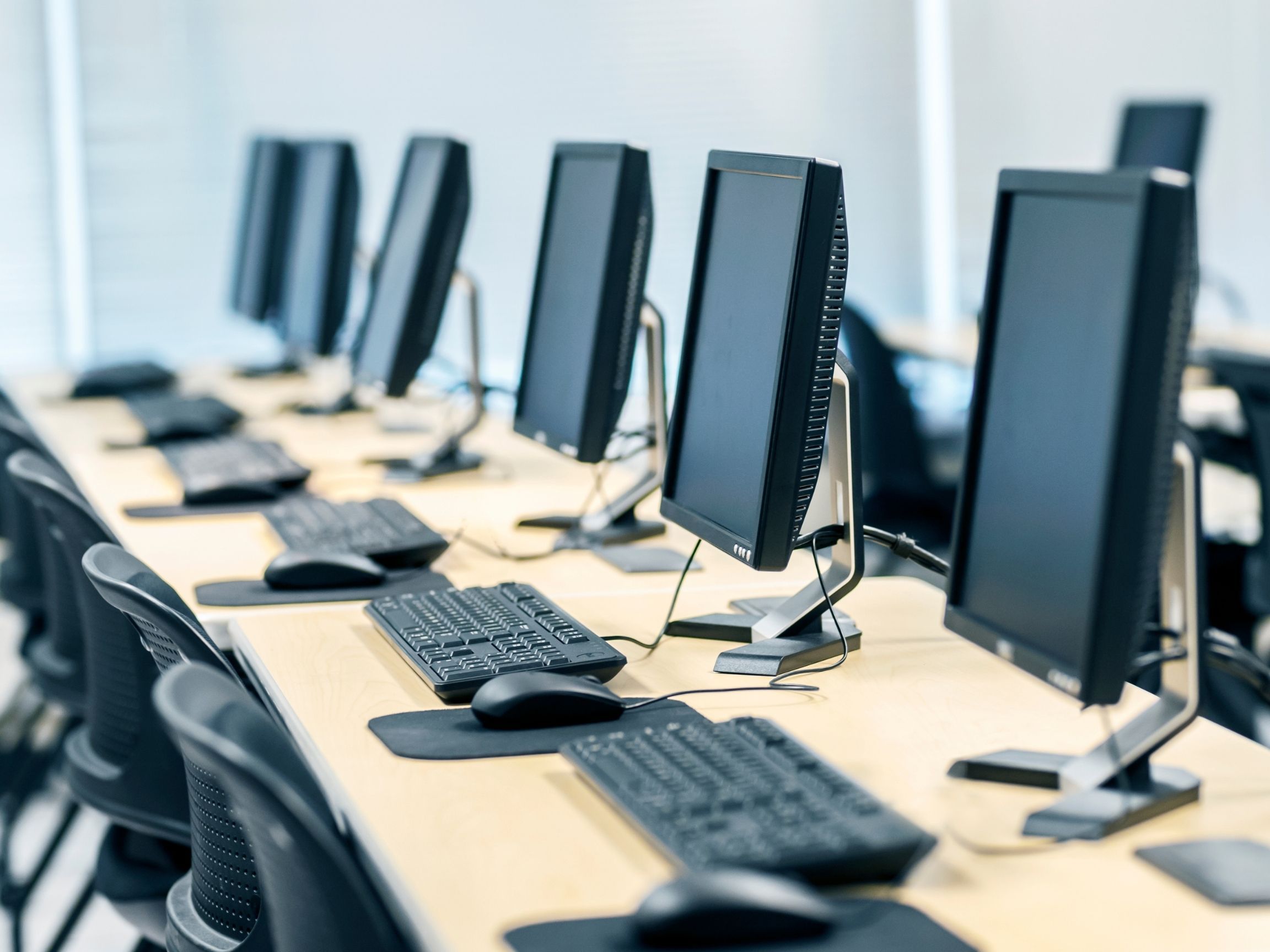 Shot of computers in a training room